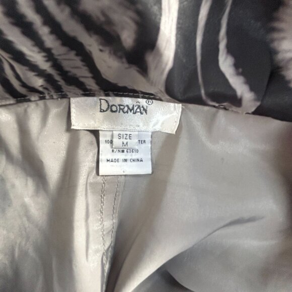 Dorman Womens Zebra Print Button Front Hooded Coat Jacket Medium Gray Pockets - Picture 3 of 11